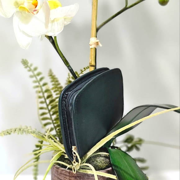 Vintage Coach Zip-Around Compact Wallet Clutch # 7242 (Bottle Green) - Picture 8 of 13